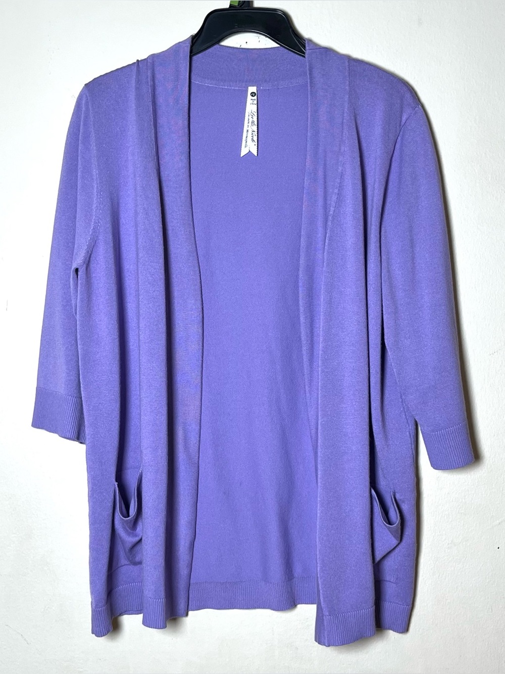 Leo & Nicole Lavender Open-Front Cardigan